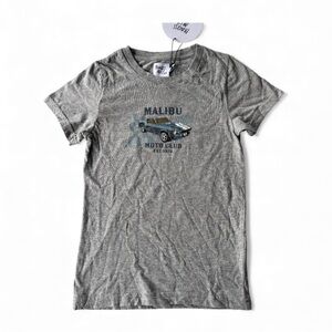 Princess Polly Malibu 78 Gray T-Shirt with Moto Club Design